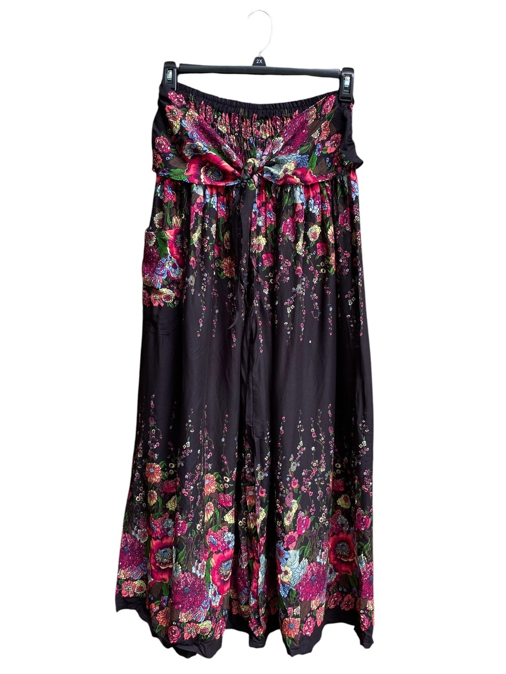Womens Boho Pants by Bangkok Pants Floral Wide Leg Tie Plus Size NWOT New